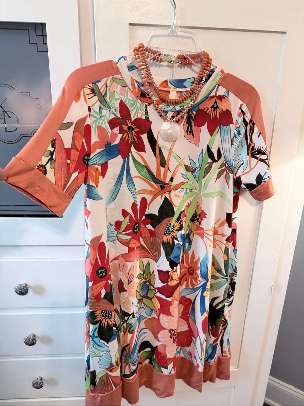 Celeste Floral Mini Dress in Coral, Red, Blue, Green